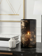 Black and Gold Marble Effect Large Candle Holder | Gaia