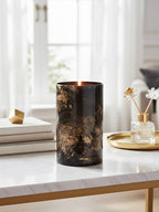 Black and Gold Marble Effect Large Candle Holder | Gaia
