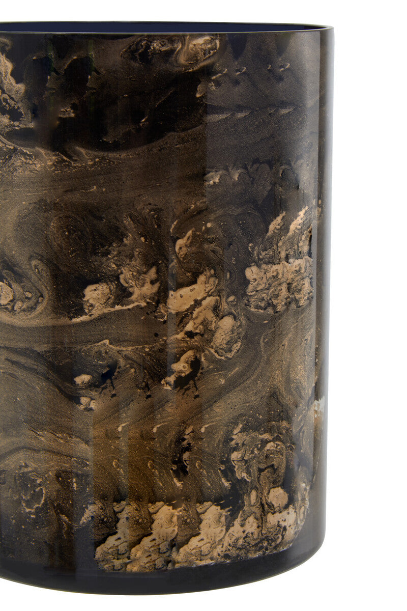 Black and Gold Marble Effect Small Candle Holder | Gaia