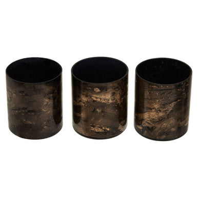 Set of 3 Black and Gold Tealight Holders | Gaia