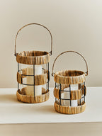 Natural and Black Large Lantern | Kuta
