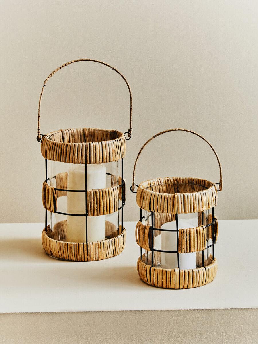 Natural and Black Large Lantern | Kuta
