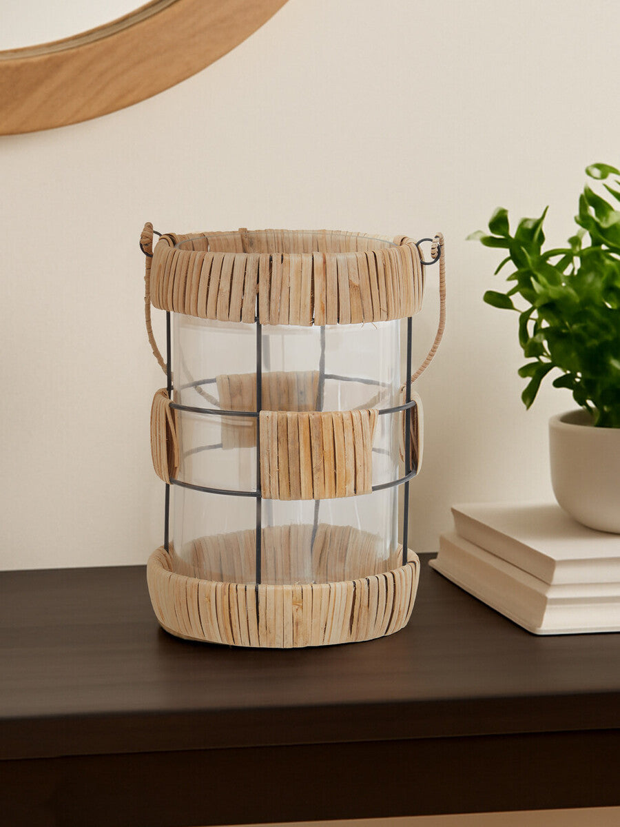Natural and Black Large Lantern | Kuta