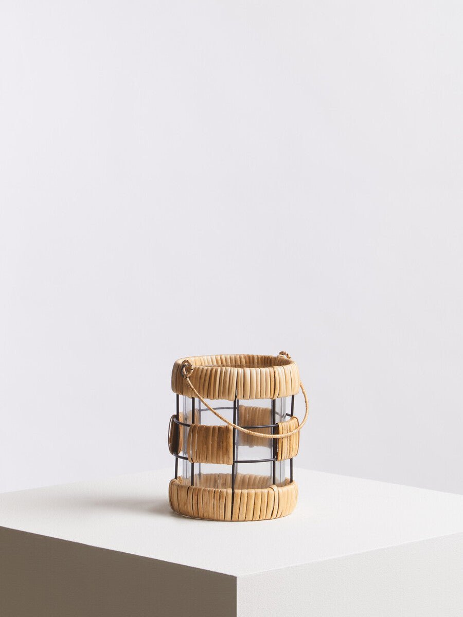 Natural and Black Small Lantern | Kuta