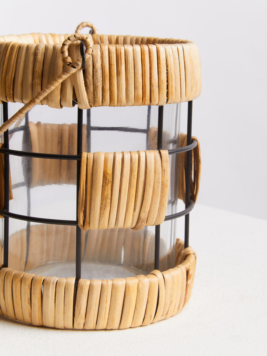 Natural and Black Small Lantern | Kuta