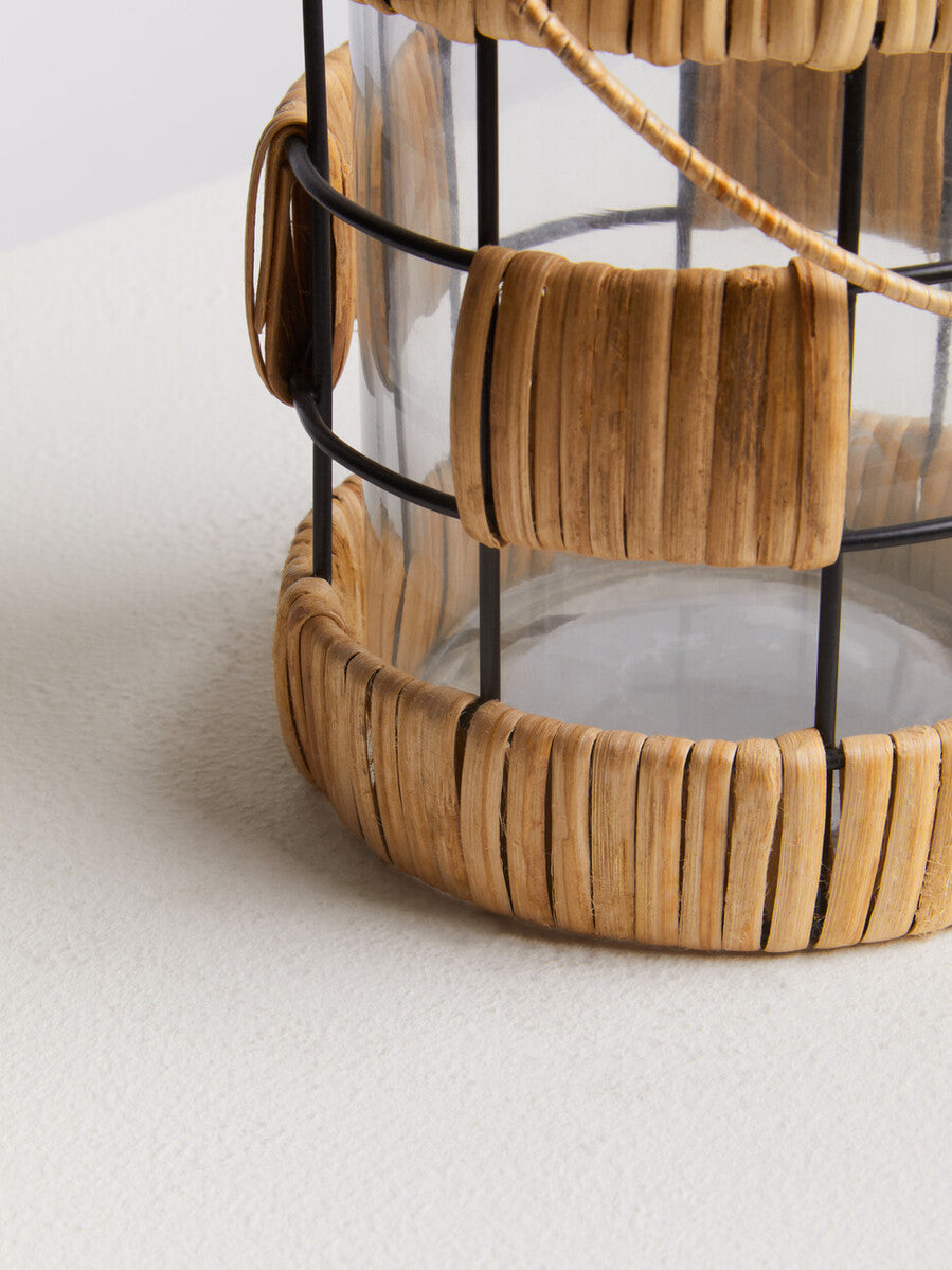 Natural and Black Small Lantern | Kuta