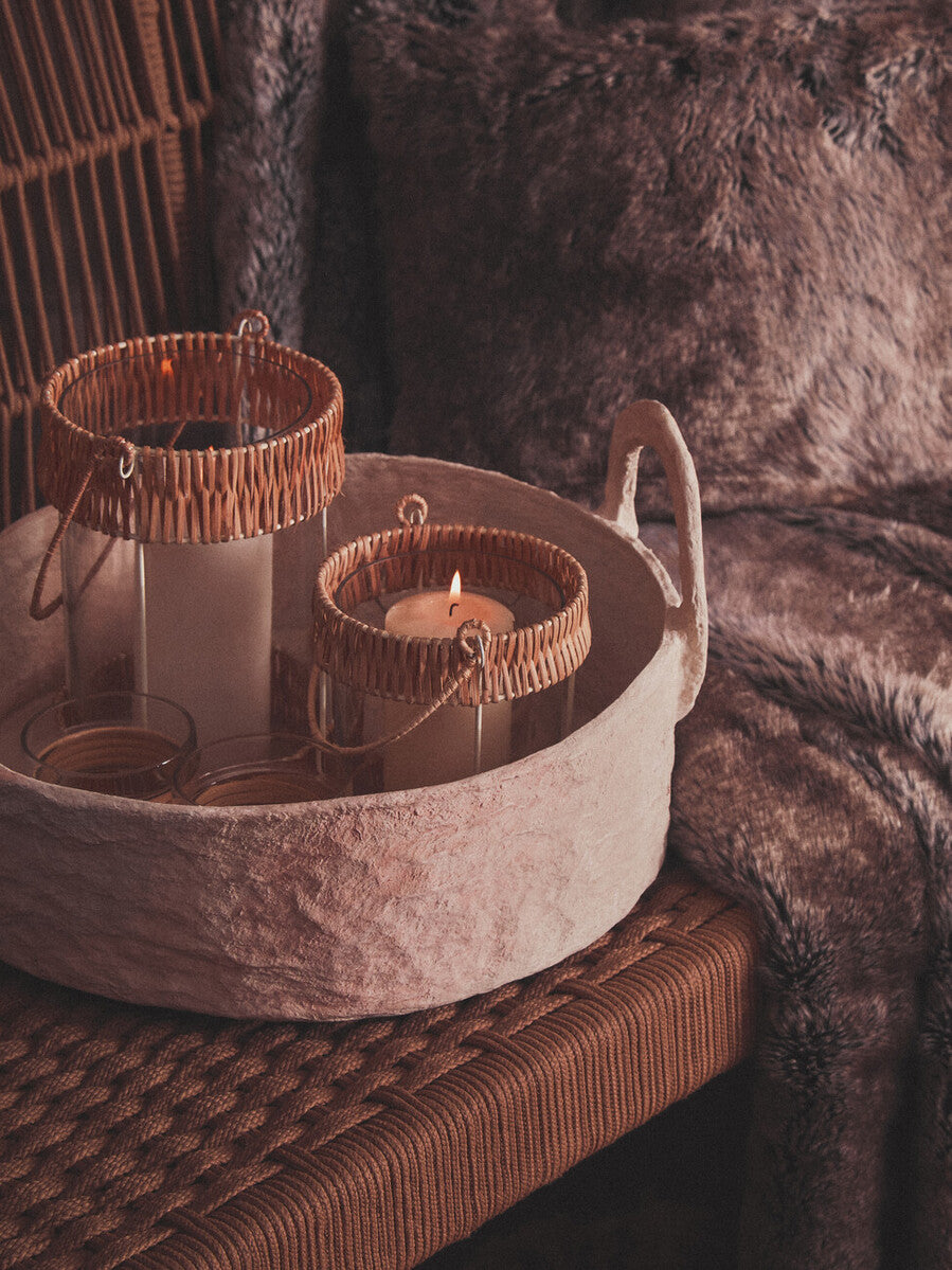 Natural and White Large Lantern | Kuta