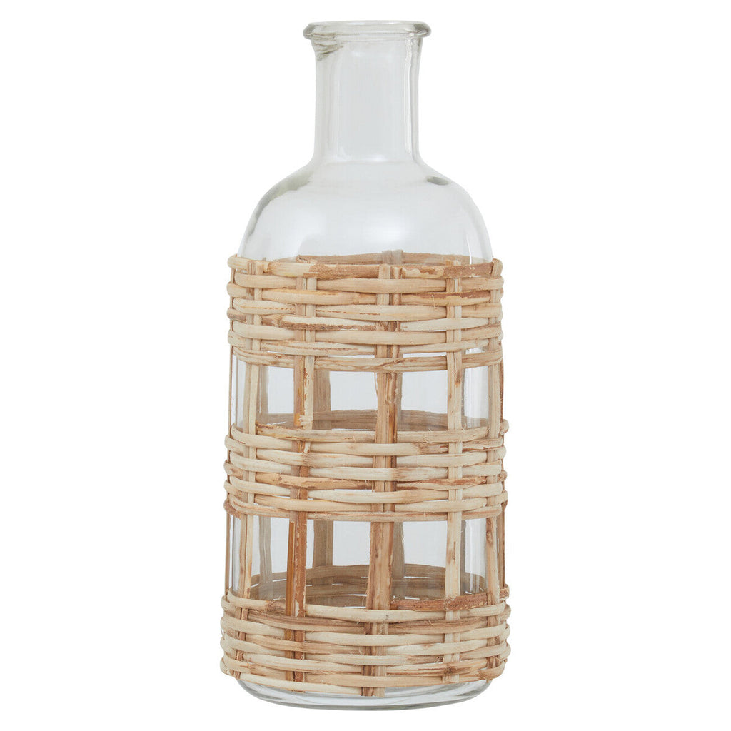 Natural Cane and Glass Small Vase | Kuta
