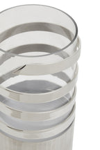 Large Vertical Textured Silver Metal Hurricane Candle Holder | Amreli