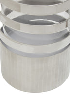 Large Vertical Textured Silver Metal Hurricane Candle Holder | Amreli