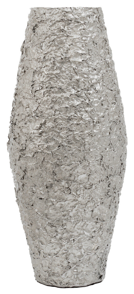 Large Silver Textured Metal Vase | Akola