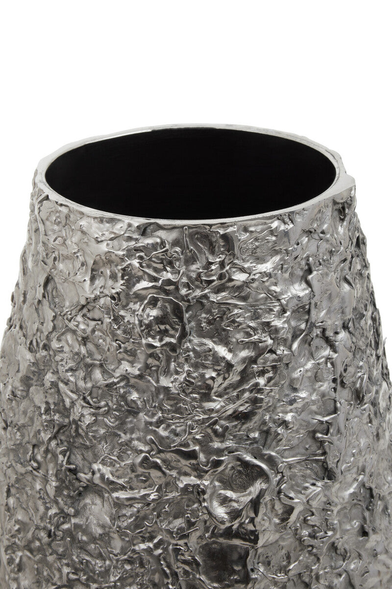 Large Silver Textured Metal Vase | Akola