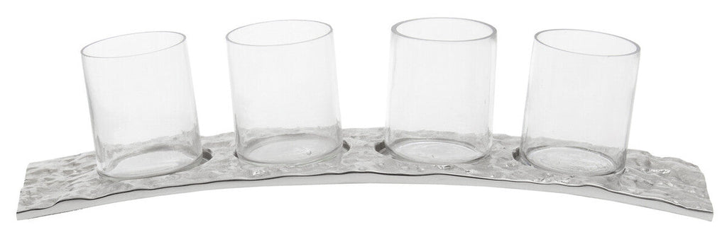 Curved 4 Tealight Holder in Silver | Akola