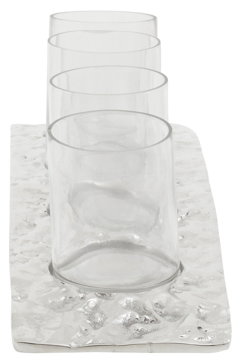 Curved 4 Tealight Holder in Silver | Akola