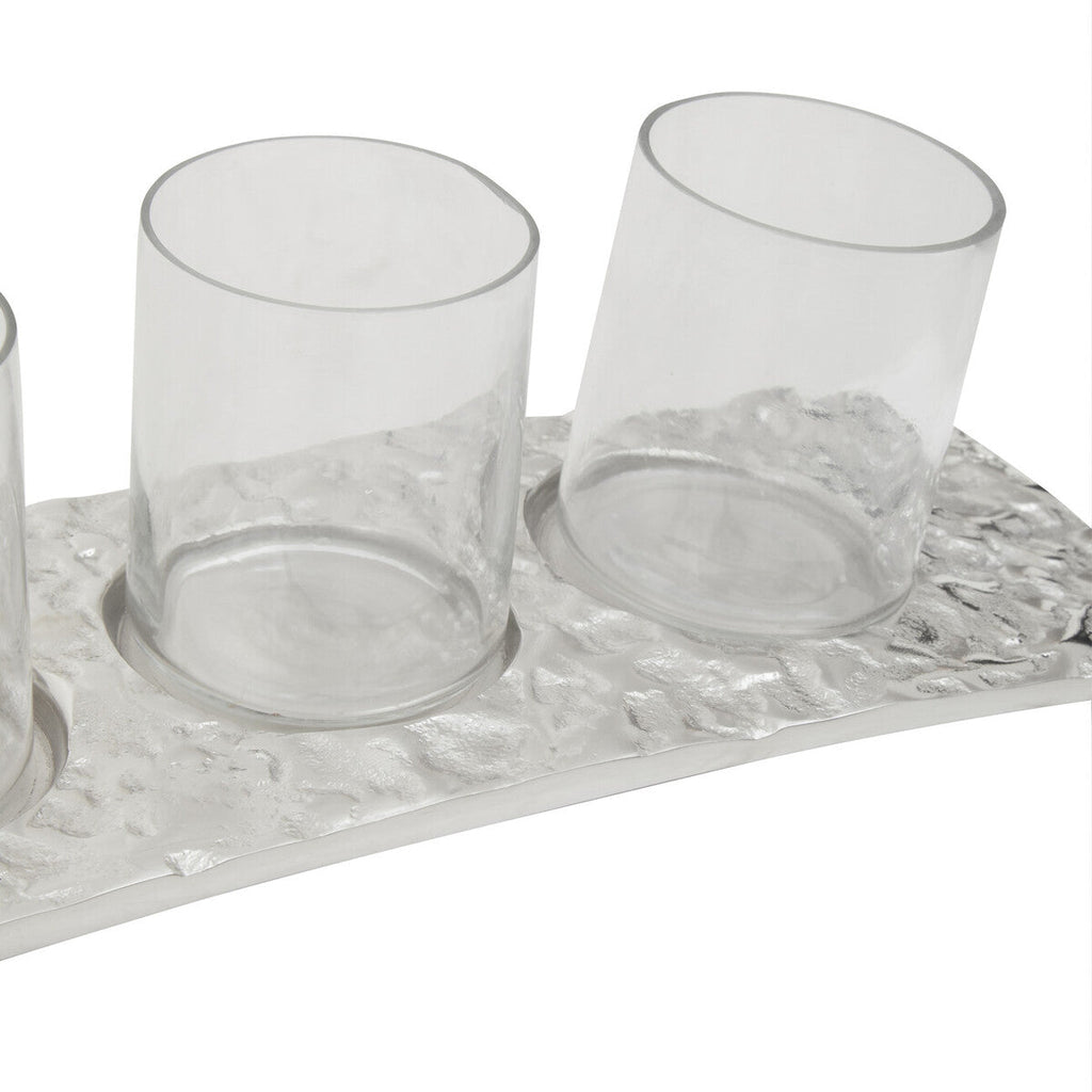 Curved 4 Tealight Holder in Silver | Akola