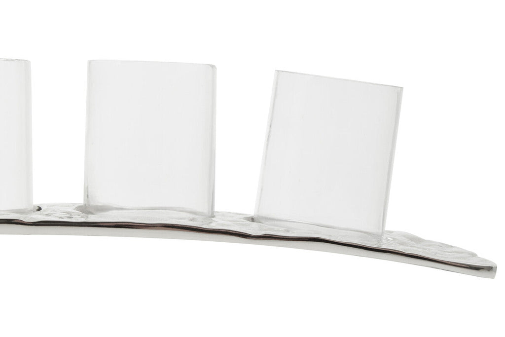 Curved 4 Tealight Holder in Silver | Akola