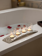 Curved 4 Tealight Holder in Silver | Akola