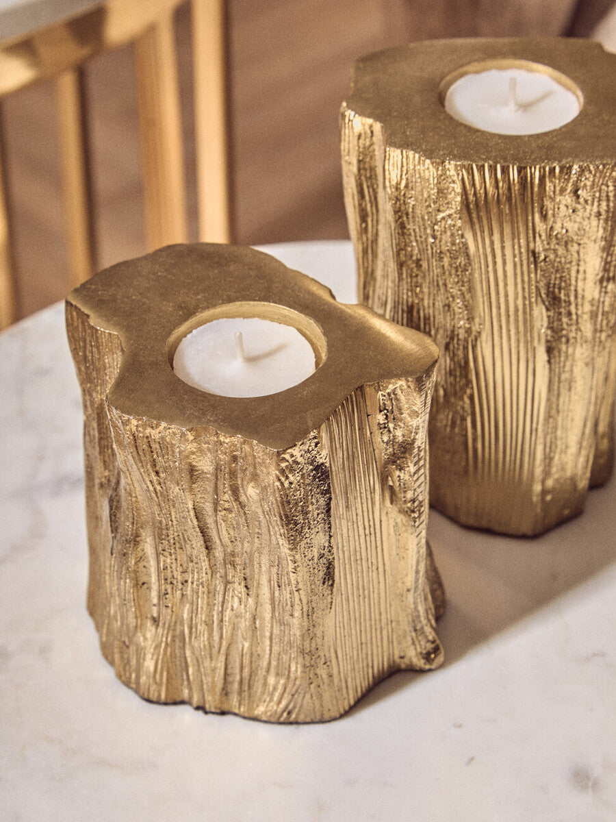 Set Of Two Gold Tealight Holders | Akola