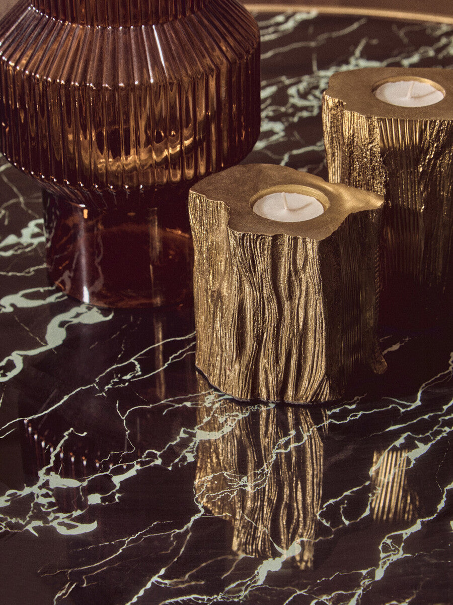Set Of Two Gold Tealight Holders | Akola