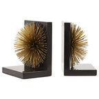 Set of Two Gold Finish Starburst Bookends | Mirano