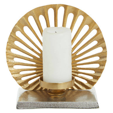 Small Two Toned Silver and Gold Finish Candle Holder | Dion