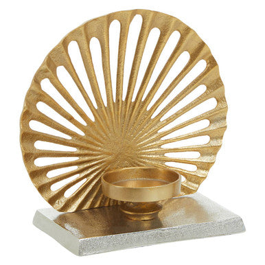 Small Two Toned Silver and Gold Finish Candle Holder | Dion