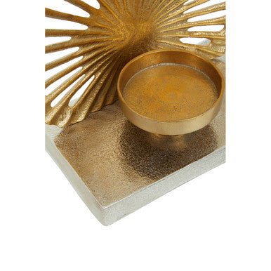 Small Two Toned Silver and Gold Finish Candle Holder | Dion