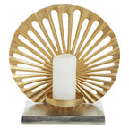 Large Two Toned Silver and Gold Finish Candle Holder | Dion