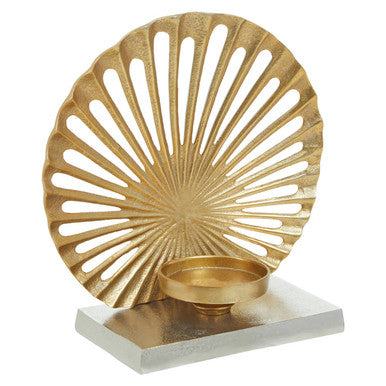 Large Two Toned Silver and Gold Finish Candle Holder | Dion