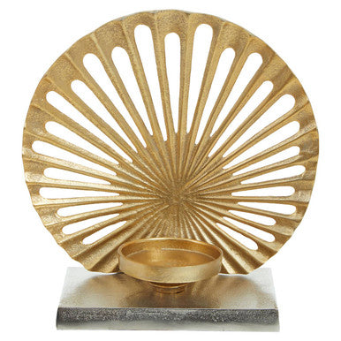 Large Two Toned Silver and Gold Finish Candle Holder | Dion
