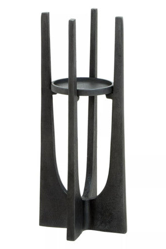 Small Washed Grey Finish Candle Holder | Dante
