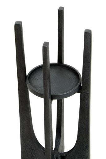 Small Washed Grey Finish Candle Holder | Dante