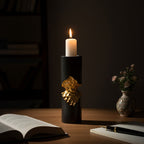 Small Black and Gold Finish Candle Holder | Daito