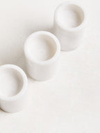 Set of Three White Marble Tealight Holders | Salmo