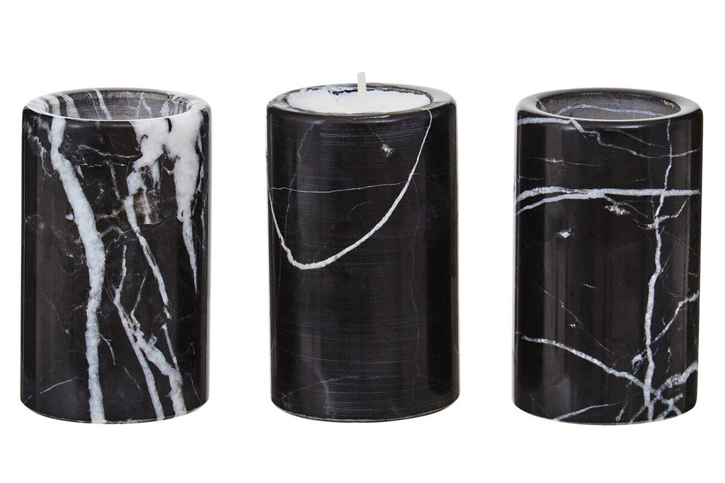 Set of Three Black Marble Tealight Holders | Salmo