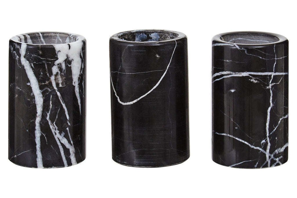 Set of Three Black Marble Tealight Holders | Salmo