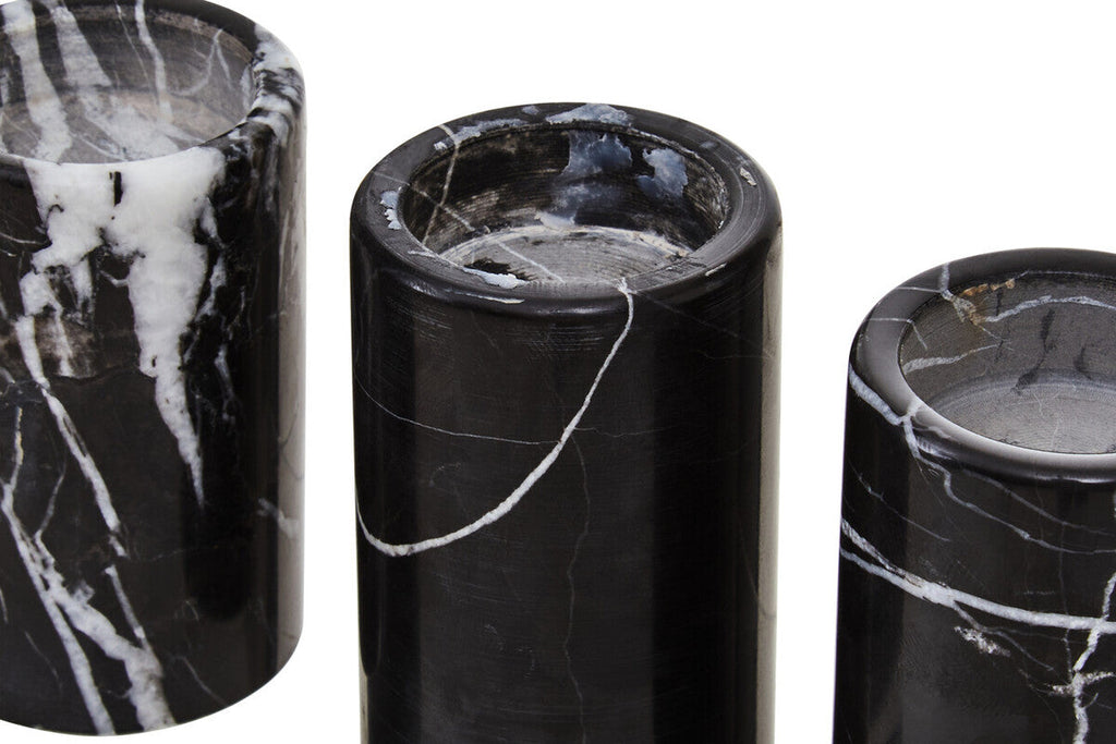 Set of Three Black Marble Tealight Holders | Salmo