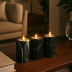 Set of Three Black Marble Tealight Holders | Salmo