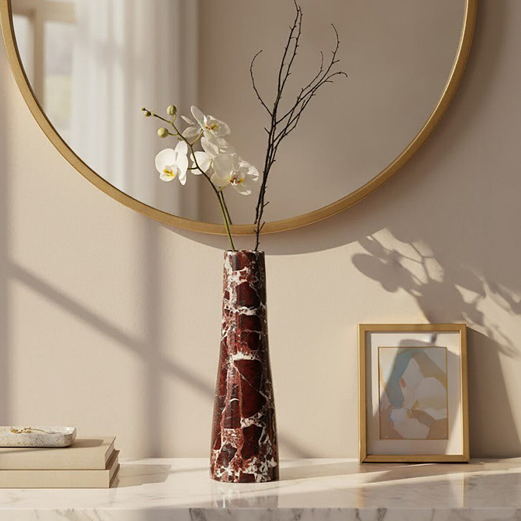 Red Marble Tapered Vase | Salmo