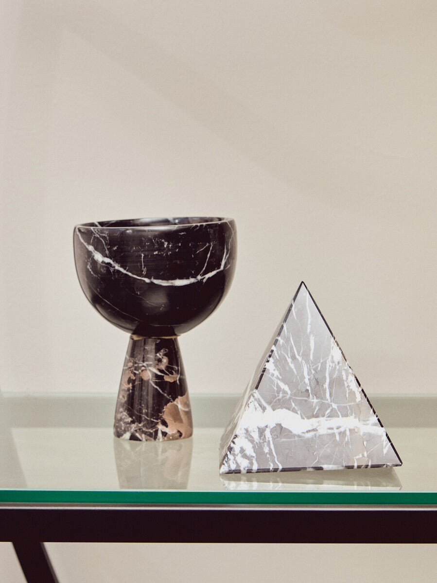 Small Black Marble Pedestal Bowl | Salmo