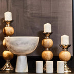 Large White Marble Pedestal Bowl | Salmo