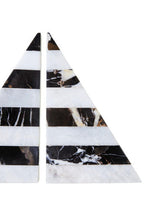 Set of Two Black and White Striped Marble Bookends | Soma