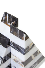 Set of Two Black and White Striped Marble Bookends | Soma