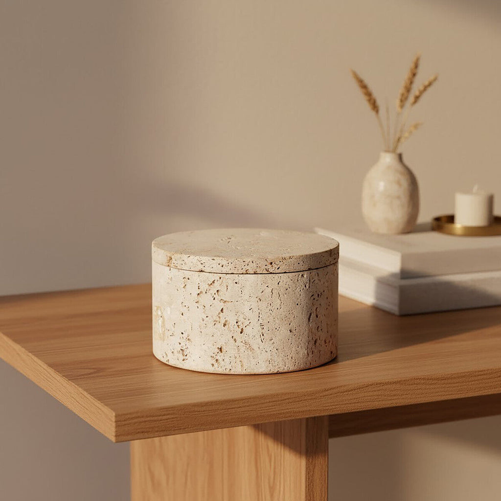 Travertine Round Trinket Box | Tibor
