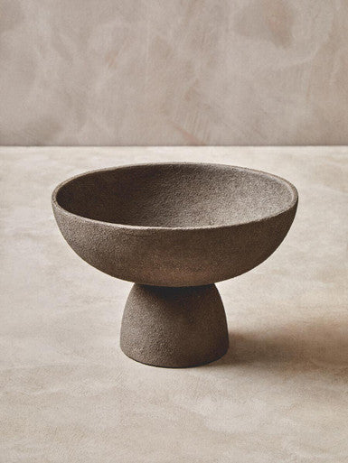 Small Textured Grey Pedestal Bowl | Deriva