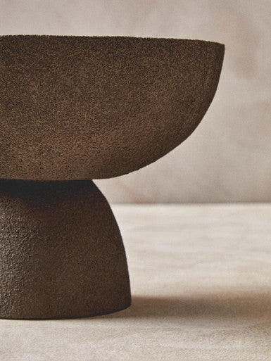 Small Textured Grey Pedestal Bowl | Deriva