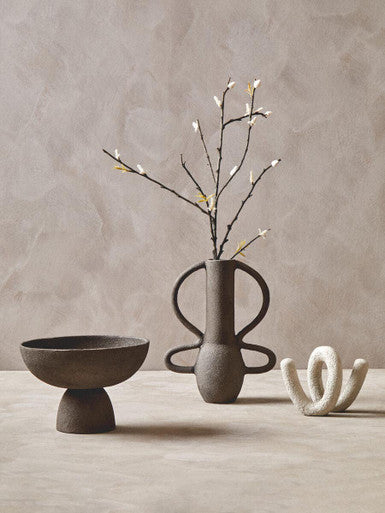 Small Textured Grey Pedestal Bowl | Deriva