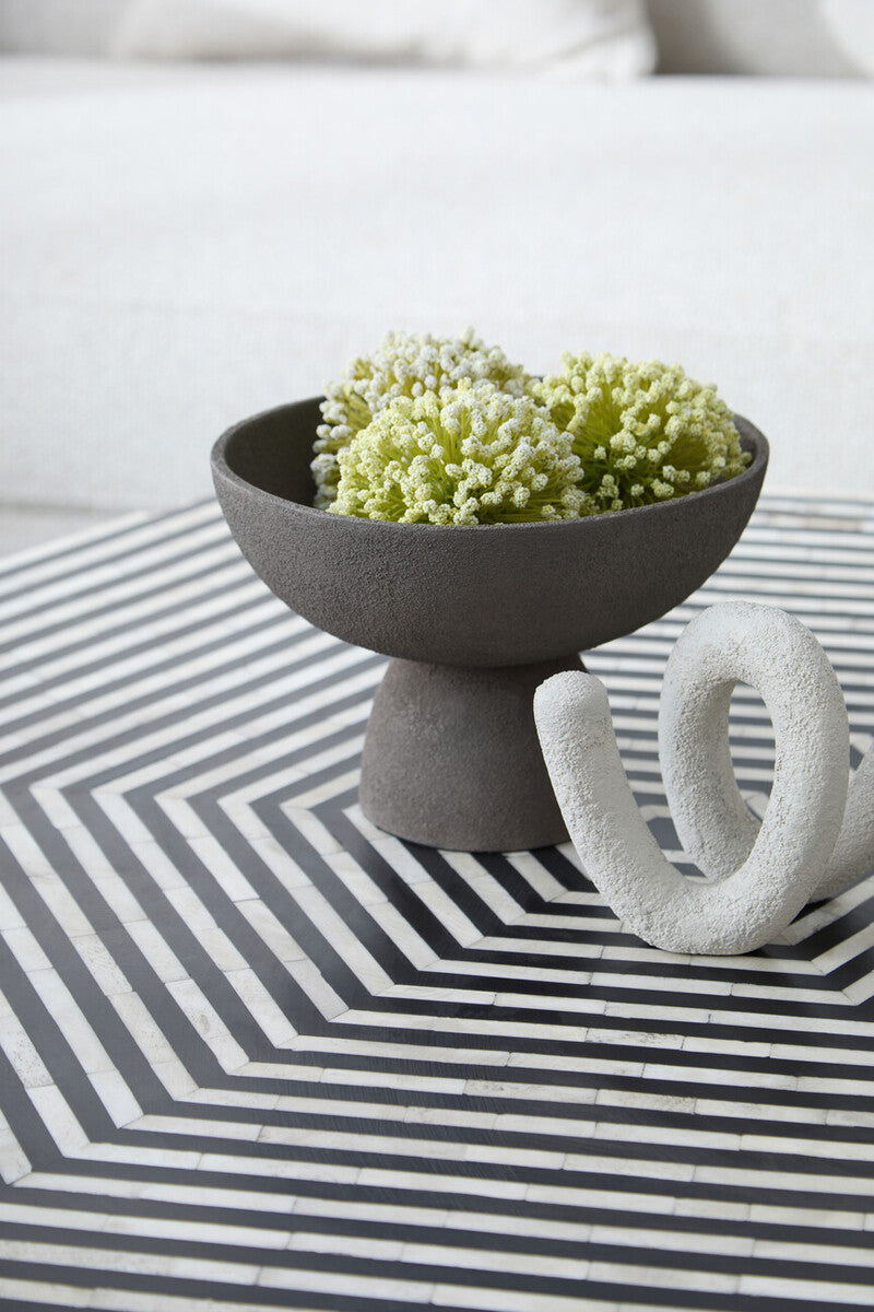 Small Textured Grey Pedestal Bowl | Deriva