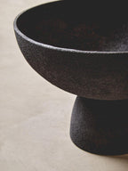 Large Textured Black Pedestal Bowl | Deriva