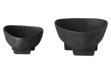 Set of Two Textured Black Bowls | Deriva